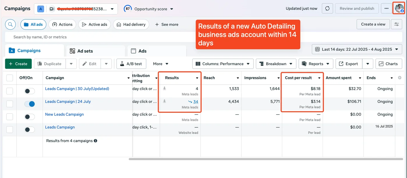 FB Ads – Auto Detailing