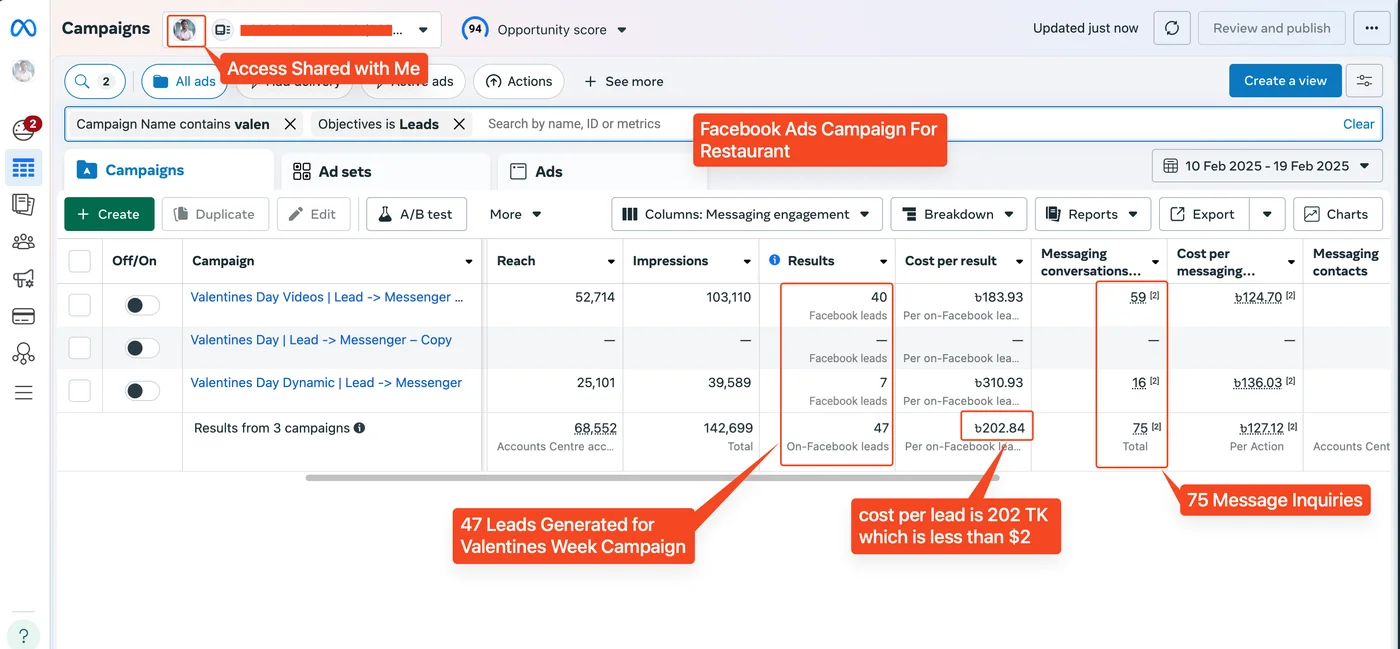 FB Ads – Restaurant
